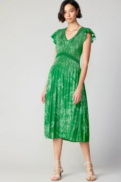 Midi Dresses-Current Air Carolina Pleated Skirt Midi Dress SPRINGGREEN