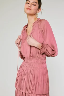 Mini Dresses-Current Air Cecile Smocked Mini Dress MAUVEBLUSH