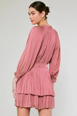 Mini Dresses-Current Air Cecile Smocked Mini Dress MAUVEBLUSH