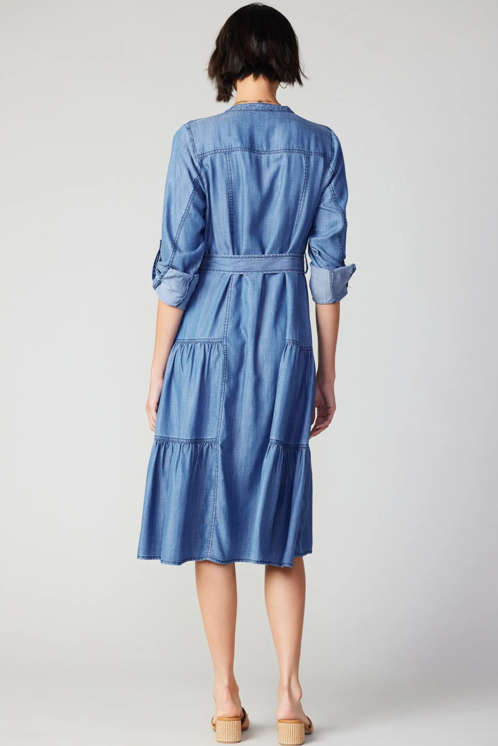 Midi Dresses-Current Air Buttondown Dress CHAMBRAY
