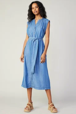 Midi Dresses-Current Air Buttondown Shirt Dress CHAMBRAY