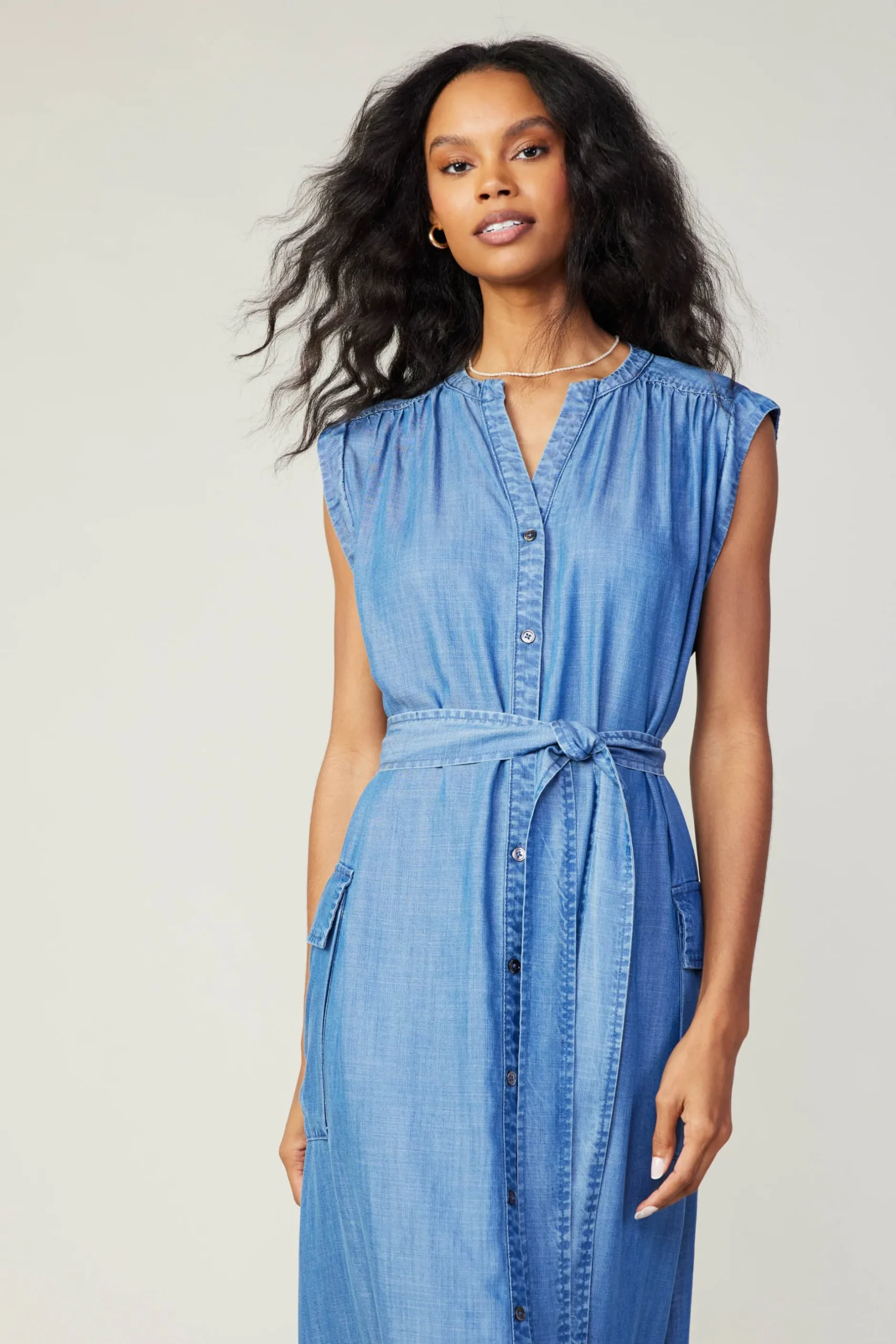 Midi Dresses-Current Air Buttondown Shirt Dress CHAMBRAY