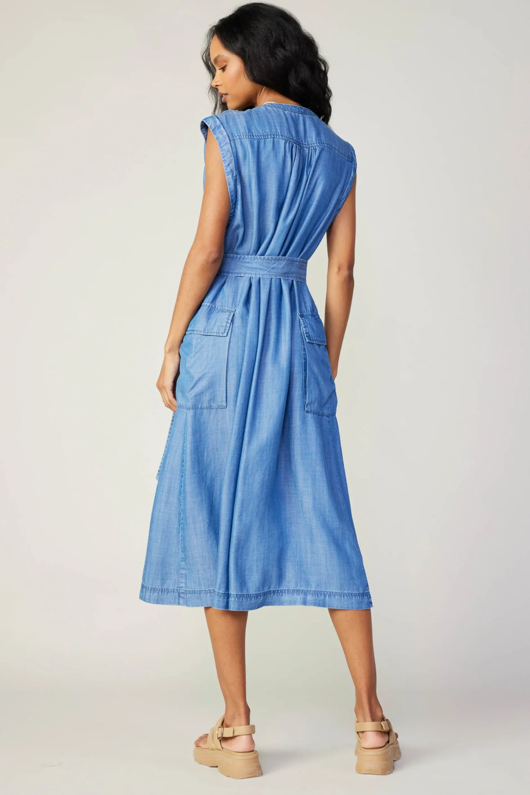 Midi Dresses-Current Air Buttondown Shirt Dress CHAMBRAY