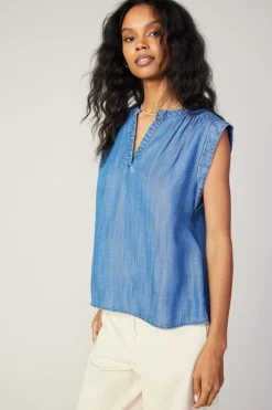 Sleeveless Tops-Current Air Tank Top CHAMBRAY