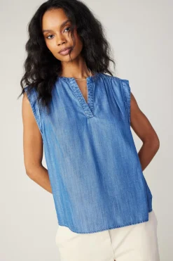 Sleeveless Tops-Current Air Tank Top CHAMBRAY