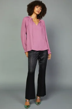 Long Sleeve Tops-Current Air Charlotte Pleated Blouse CHATEAUROSE