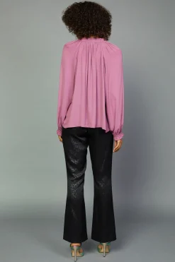 Long Sleeve Tops-Current Air Charlotte Pleated Blouse CHATEAUROSE