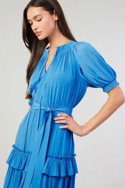 Mini Dresses-Current Air Coletta Smocked Yoke Mini Dress FADEDBLUE