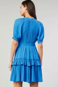 Mini Dresses-Current Air Coletta Smocked Yoke Mini Dress FADEDBLUE