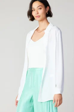 Long Sleeve Tops-Current Air Collared Buttondown Shirt WHITE