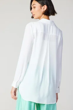 Long Sleeve Tops-Current Air Collared Buttondown Shirt WHITE
