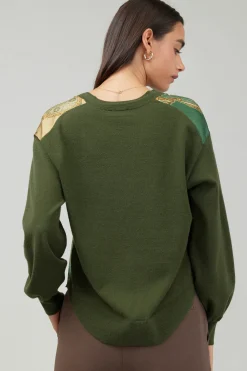 Knitwear|Sweaters-Current Air Contrast Print Sweater Top OLIVEMLT