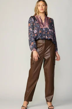 Long Sleeve Tops-Current Air Contrast Stripe Floral Blouse MULTI