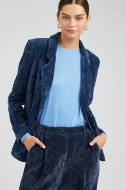 Coats & Jackets-Current Air Corduroy Blazer DARKBLUE