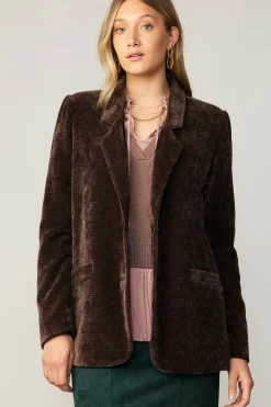 Coats & Jackets-Current Air Corduroy Blazer DARKBROWN