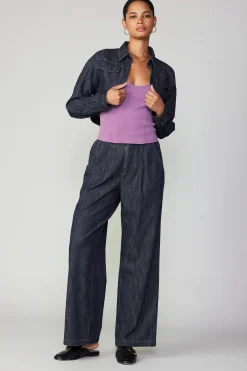 Coats & Jackets-Current Air Cropped Denim Jacket DARKINDIGO