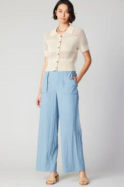 Knitwear|Short Sleeve Tops-Current Air Cropped Knit Top NATURAL