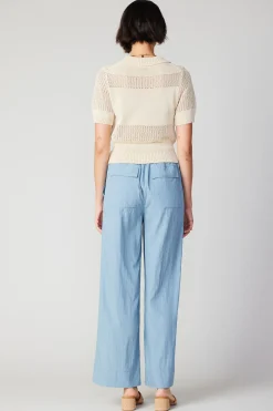 Knitwear|Short Sleeve Tops-Current Air Cropped Knit Top NATURAL