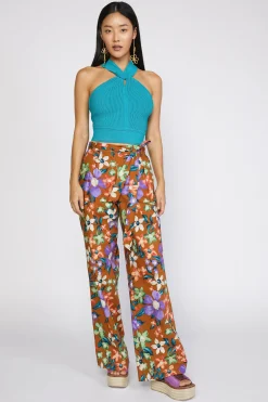 Sleeveless Tops|Sweaters-Current Air Cross Sweater Tank Top TEAL