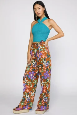 Sleeveless Tops|Sweaters-Current Air Cross Sweater Tank Top TEAL