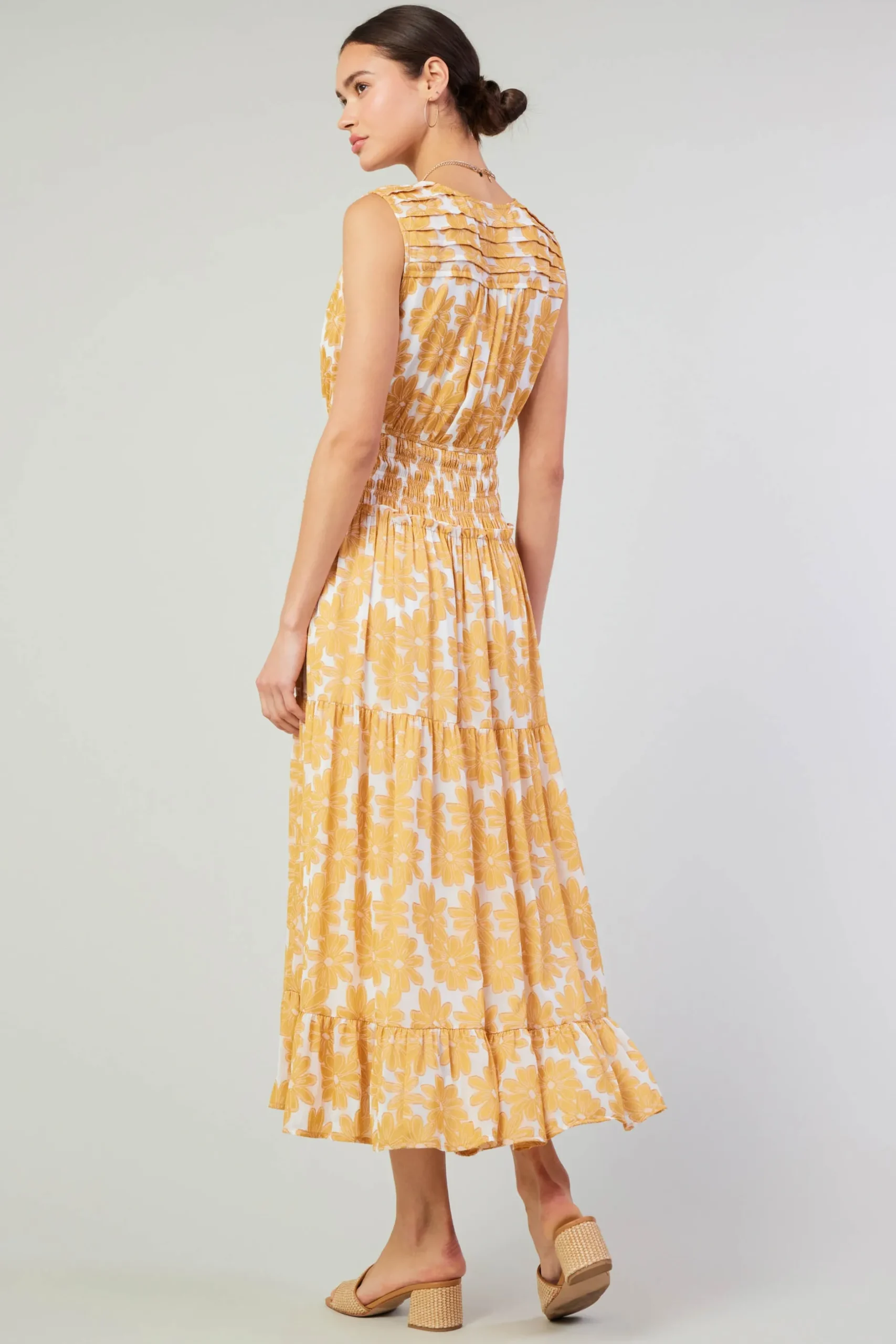 Maxi Dresses|Midi Dresses-Current Air Daisy Jacquard Maxi Dress MARMALADE