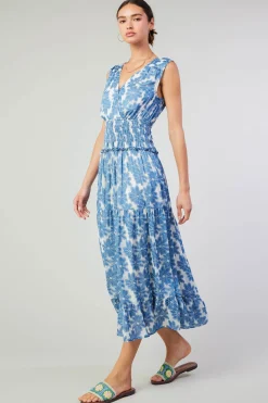 Maxi Dresses-Current Air Daisy Jacquard Maxi Dress DENIMBLUE