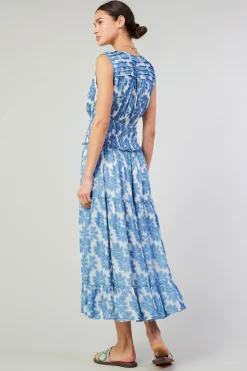 Maxi Dresses-Current Air Daisy Jacquard Maxi Dress DENIMBLUE