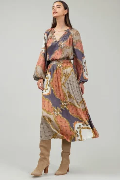 Skirts-Current Air Damask Patterned Midi Skirt BROWNMLT