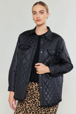 Coats & Jackets-Current Air Diamond Quilted Jacket BLACK
