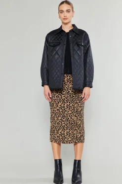 Coats & Jackets-Current Air Diamond Quilted Jacket BLACK