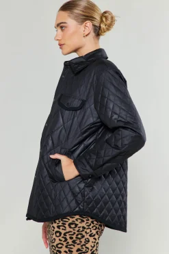 Coats & Jackets-Current Air Diamond Quilted Jacket BLACK