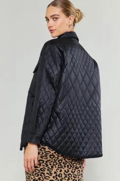 Coats & Jackets-Current Air Diamond Quilted Jacket BLACK