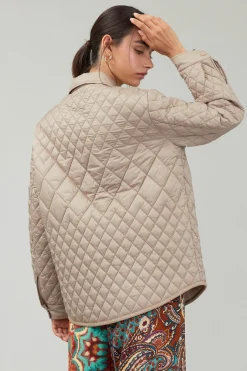 Coats & Jackets-Current Air Diamond Quilted Jacket TAUPE