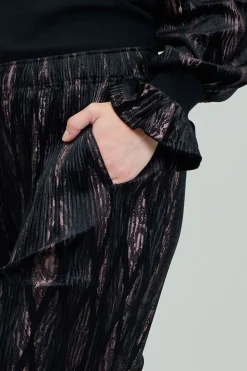 Pants-Current Air Elastic Waist Long Pants BLACKBRONZEMULTI