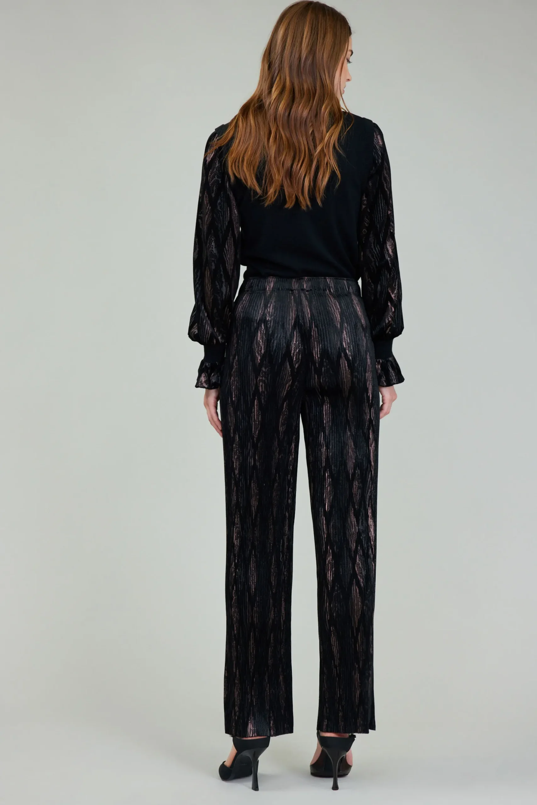 Pants-Current Air Elastic Waist Long Pants BLACKBRONZEMULTI