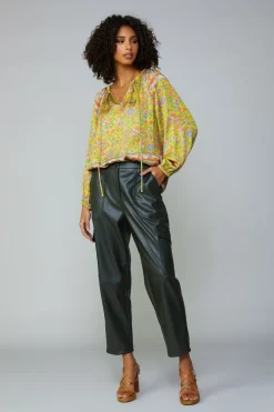 Long Sleeve Tops-Current Air Floral Border Print Raglan Blouse YELLOWMLT