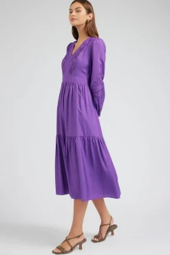 Midi Dresses-Current Air Floral Embroidered Maxi Dress PLUM