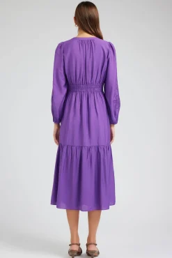 Midi Dresses-Current Air Floral Embroidered Maxi Dress PLUM