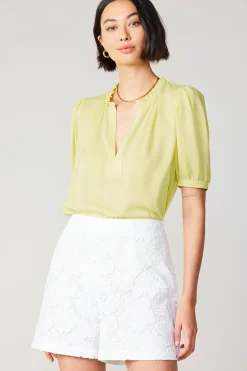 Shorts-Current Air Floral Lace Shorts WHITE