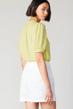 Shorts-Current Air Floral Lace Shorts WHITE