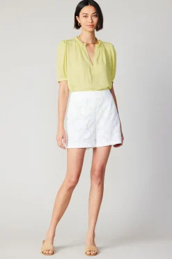 Shorts-Current Air Floral Lace Shorts WHITE