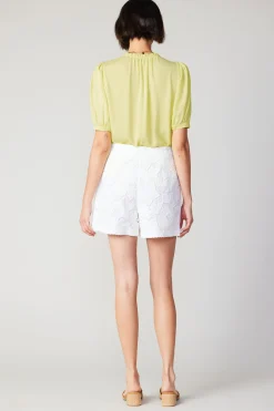 Shorts-Current Air Floral Lace Shorts WHITE