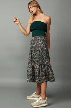 Skirts-Current Air Floral Midi Skirt MULTI