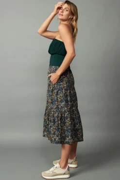 Skirts-Current Air Floral Midi Skirt MULTI