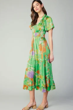 Maxi Dresses-Current Air Floral Pattern Maxi Dress FLORALGREEN