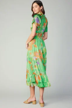 Maxi Dresses-Current Air Floral Pattern Maxi Dress FLORALGREEN