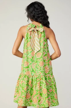 Mini Dresses-Current Air Floral Patterned Halter Mini Dress GREENORANGEMLT