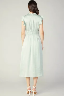 Midi Dresses-Current Air Florence Ruffled Midi Dress SILVERSAGE