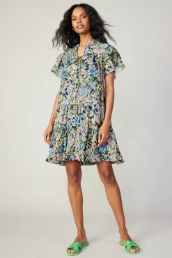 Mini Dresses-Current Air Flutter Sleeve Floral Print Dress FLORALMLT