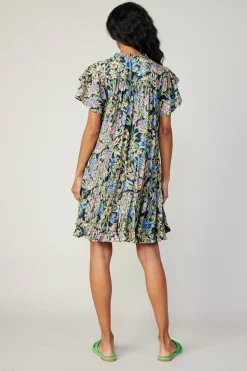 Mini Dresses-Current Air Flutter Sleeve Floral Print Dress FLORALMLT